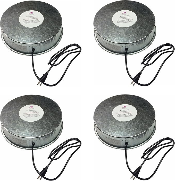 Farm Innovators 125 Watt Heated Base for Double Wall Metal Poultry Founts with 35 Degrees Fahrenheit Temperature and Below, 4 Pack, Metallic