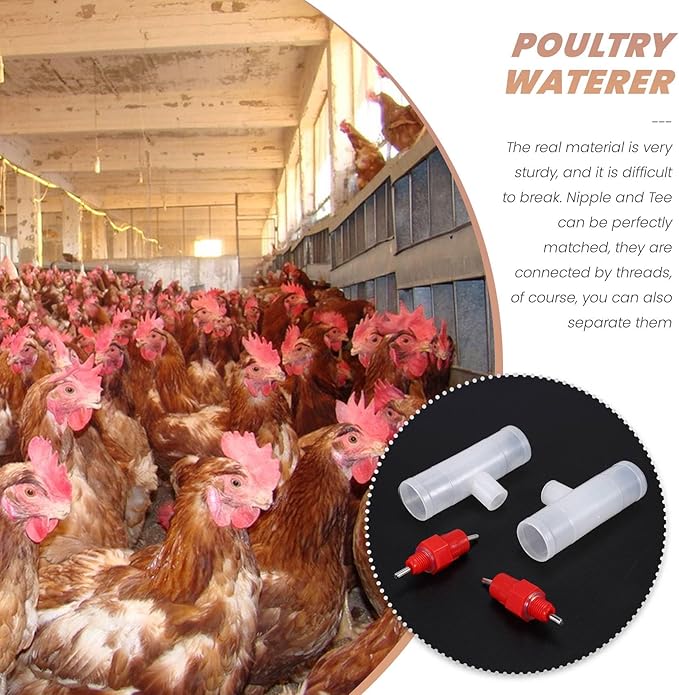 Chicken Nipples Tee Fittings - Fully Automatic Poultry Waterers Kit Chicken Water Drinker 10 Pack