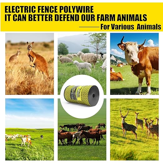 Upgrade Electric Fence Polywire 3285FT,1000 Meters, 6 Stainless Steel Strands for Reliable Conductivity, Portable Electric Fencing, UV Resistant, Rust Resistant, Highly conductive, Easy to Install