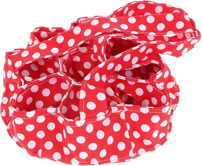 Cabilock Egg Collecting Basket with 9 Pockets Red Polka Dot Fabric Egg Gathering Pouch for Chicken Duck for Home and Garden Use