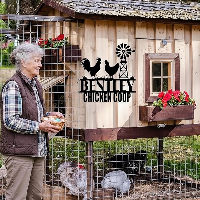 Custom Chicken Coop Metal Sign, Personalized Chicken Coop Sign for Outside, Custom Metal Hen House Farm Signs, Chickens Hen House Farmhouse Wall Art Decor