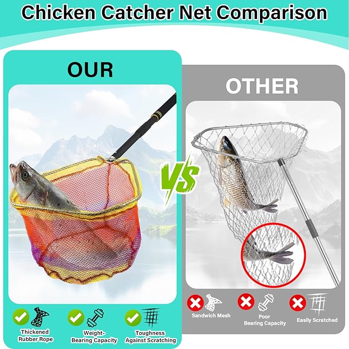 Chicken Catcher Net,37 to 93in Chicken Catcher Leg Hook Extra Long Handle Animal Catcher Pole Heavy Duty with Frosted Tube Extension Pole Poultry Hook Fowl Catcher (Black 75in)