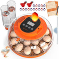 18 Egg Incubator with Automatic Turning & Humidity Control, Fully Automatic Incubators with 2 Trays, Egg Candler, for Hatching Chicken, Duck, Goose, Quail, Pigeon, Turkey, Home, Classroom, Farm Use