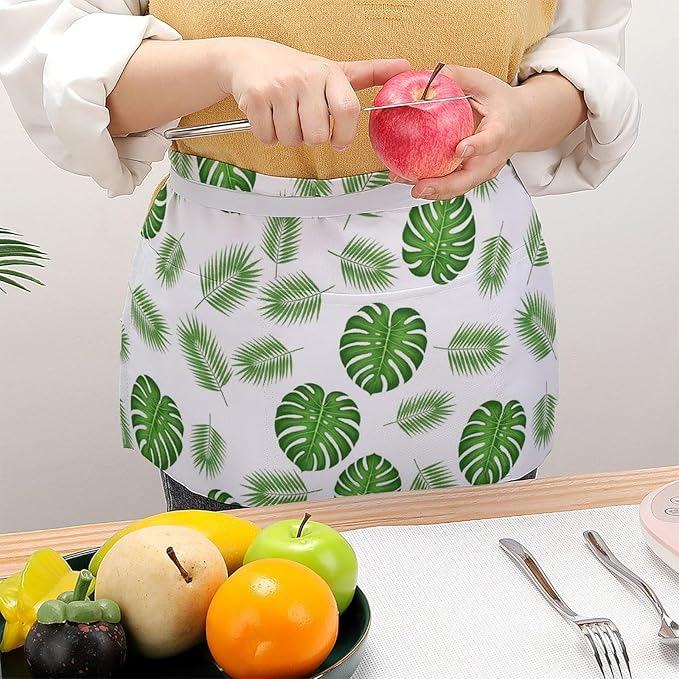 Server Waist Aprons Waitress Unisex Chef Works Half Apron with 3 Pockets