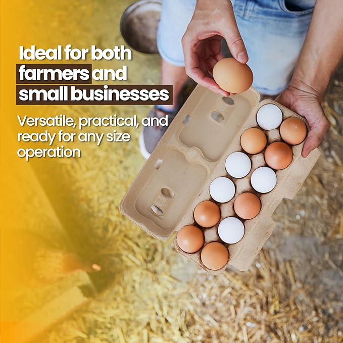 Egg Cartons - Plain Paper Pulp Egg Crate - Reusable Eggs Cartons 12 count, Dozen Eggs Containers, Lightweight Storage Crate for Farm Supply (Pack of200)