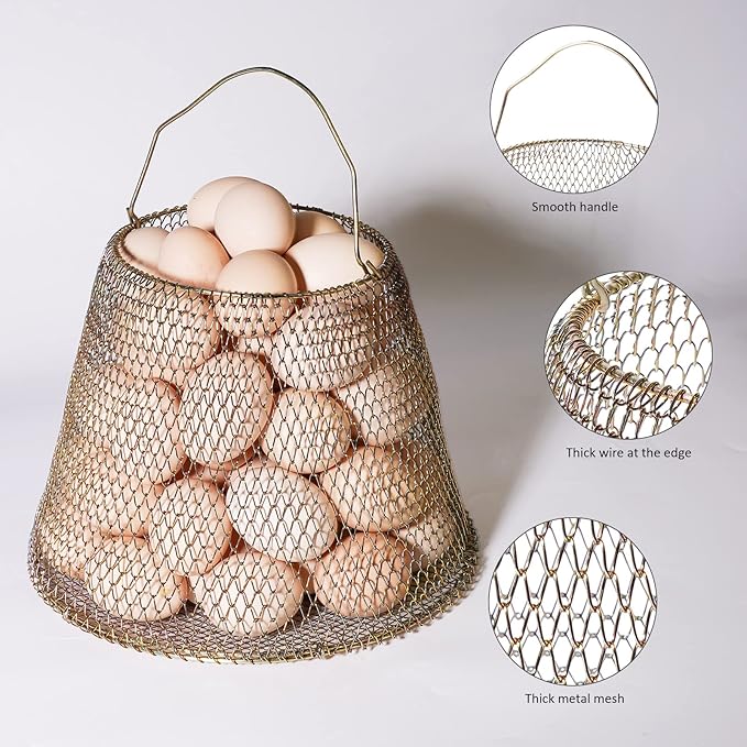 Egg Basket, Collapsible Mini Storage - Can Easily Load Eggs for Carrying and Collecting Eggs, Easy Washing, and Fast-drying, Country Primitive Farmhouse Style (Big)