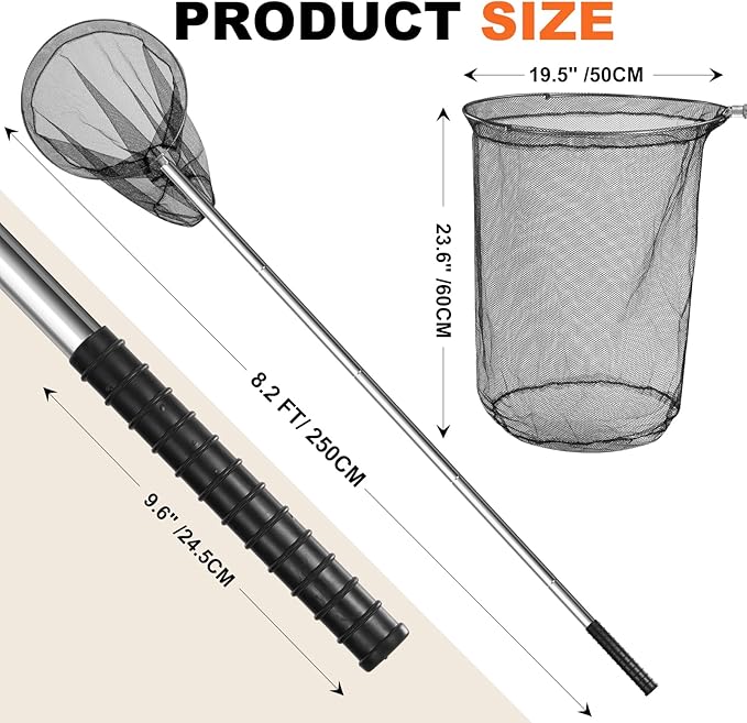 Uross Large Catch Net - Anmial Net for Cat, Dog, Chicken,Goose, Ducks, Bird, Butterfly with Heavy-Duty Handle Adjustable to 5 Lengths(36"-99" Handle with 20" Net Opening)