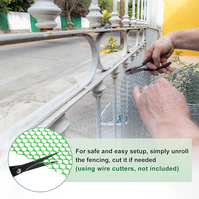 1-Pack Floral Chicken Wire Mesh, 15.7 in x 9.8 ft Plastic Hexagonal Chicken Wire Fencing with 50 Garden Ties for Crafts/Poultry Netting/Garden/Plant Protection [Green]