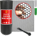 Chicken Wire Fencing Mesh Plastic with Zip Ties, 1.3×10FT Garden Netting for Moss Poles, Plastic Chicken Wire for Poultry Rabbit Fencing,Crafts,DIY - Black