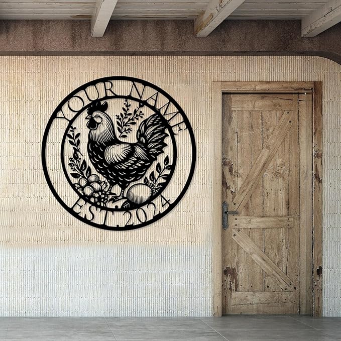 Personalized Chicken Coop Metal Sign,Custom Chicken Farm Metal Wall Art,Personalized Chicken MetalSign, Metal Chicken Farmhouse Sign,Hen House Sign, Funny Chicken Farm Decor (Style A)