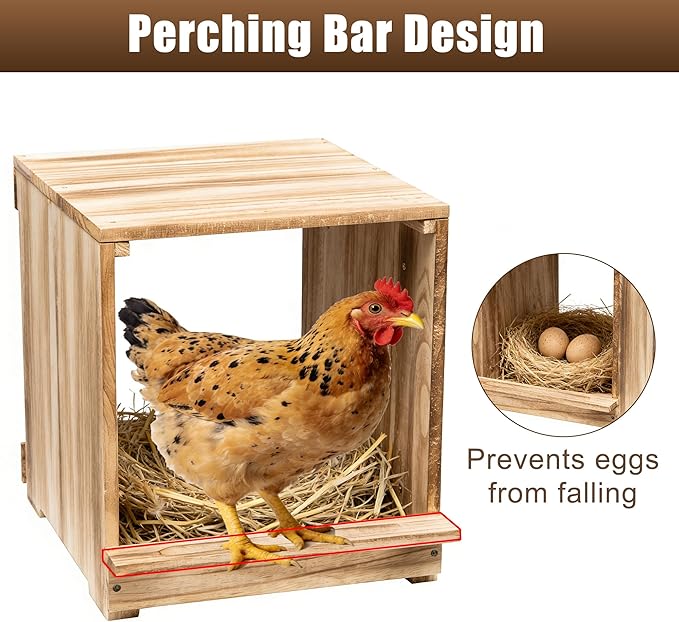 Nesting Boxes for Chickens, Oltara 3 Compartment Carbonized Wooden Egg Laying Nest Box for Chickens, Hens, Ducks