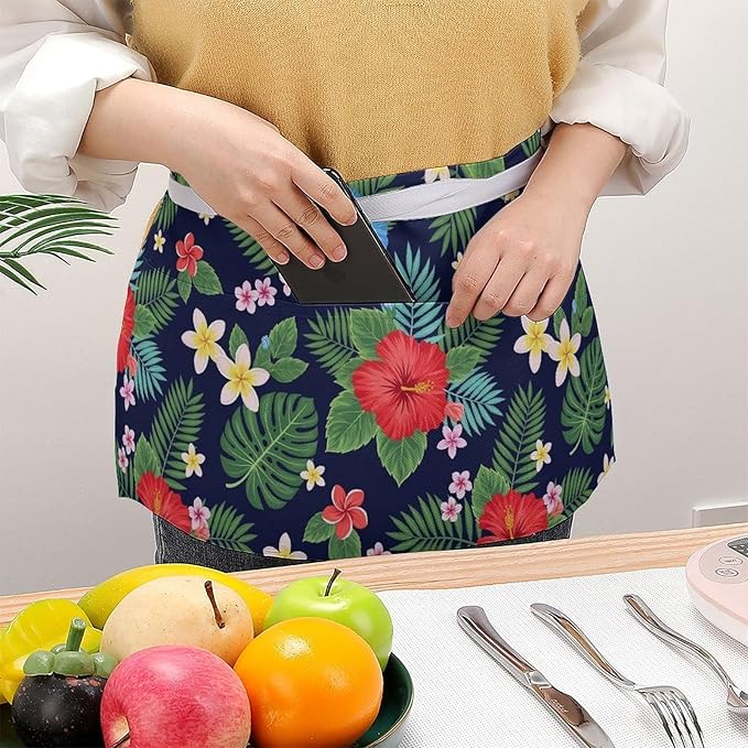 Half Apron with 3 Pockets Chef Cooking Kitchen Restaurant Aprons for Women Men