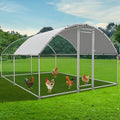 Large Metal Chicken Coop, Outdoor cage Run with Waterproof and Anti-UV Cover, Dome Roof Walk-in Poultry Cage Rabbit Duck House for Outside, Backyard and Farm.