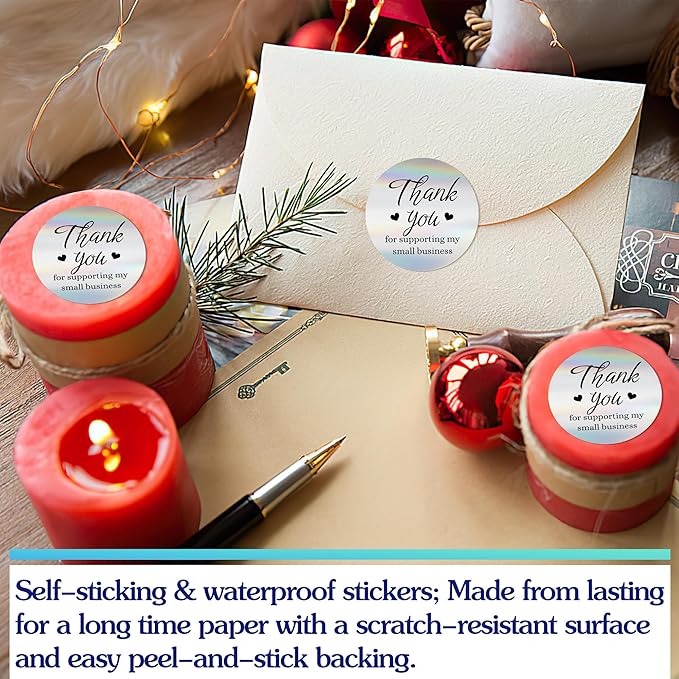 500 Pcs Thank You Stickers for Small Business, 2 Inches Self-Adhesive Elegant Round Seal for Envelopes, Party Favor