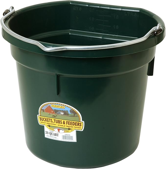 Miller Manufacturing P20FBGREEN Flat Back Bucket for Dogs and Horses, 20-Quart, Green