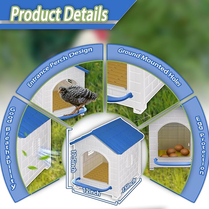 Chicken Nesting Box for Laying Eggs 1/2/3 Pack Large Easy to Assemble Hen Plastic Nesting Box with Washable Nesting Pad for Chicken Coop Wall or Ground Mounted (3 Pack)
