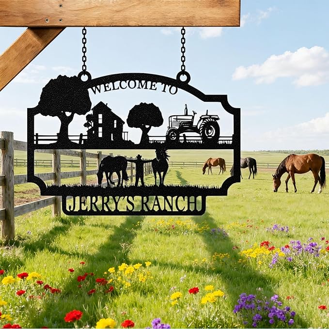 Personalized Farm Sign, Custom Ranch Sign, Custom Farm Metal Signs Outdoor, Customized Family Name Metal Signs for Farms, Ranch, Farmhouse, Housewarming Gifts