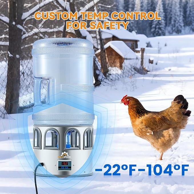 Heated Chicken Waterer 5 Gallon, Heated Poultry Waterer, for Chicken Duck and Chicken Coop