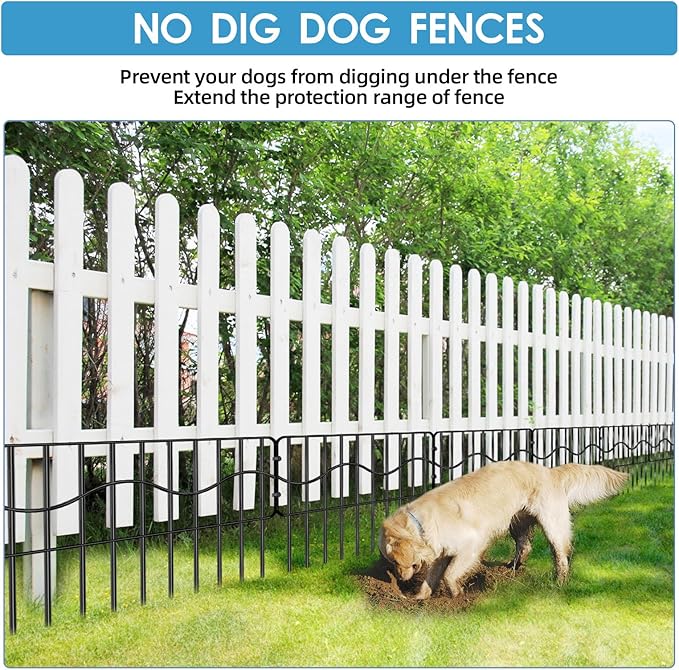 20ft(L) x 13in(H) Garden Animal Barrier Fence, 14panels No Dig Fences, Small Dog Fence Barrier, Animal Barrier Rabbit Fencing Rustproof Metal Decorative Border for Outdoor Garden