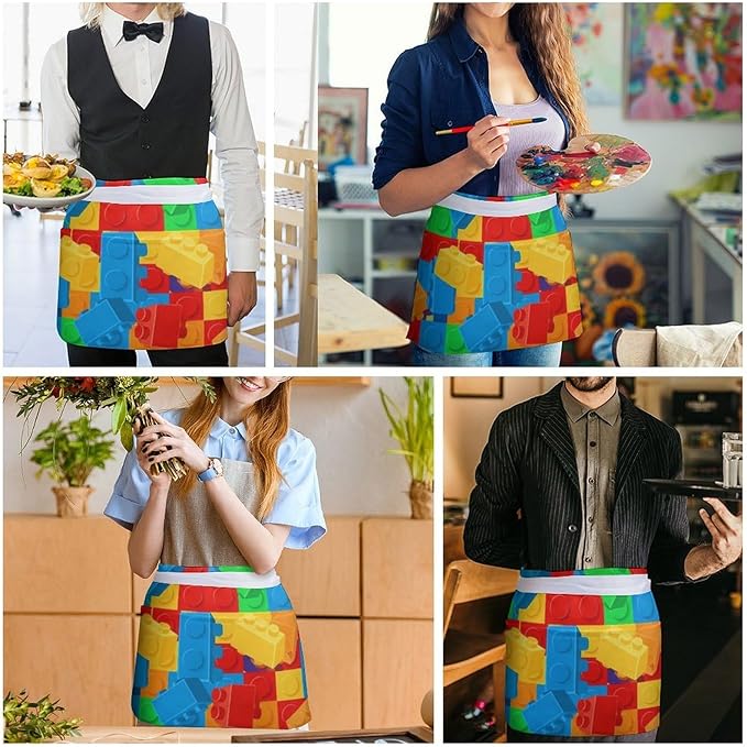Short 3 Pockets Waist Waiter Waitress Half Apron Waterproof Chef Aprons