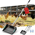 Chicken Poop Scooper for Sand,Coop Scoop 3 IN 1 Rake Function【Fine Sieve Holes】【Adjustable Stainless handle 24 to 68"】Metal Cat Litter Scoop, No Hole Shovel Side Scooper Chicken Poop Scooper for Sand