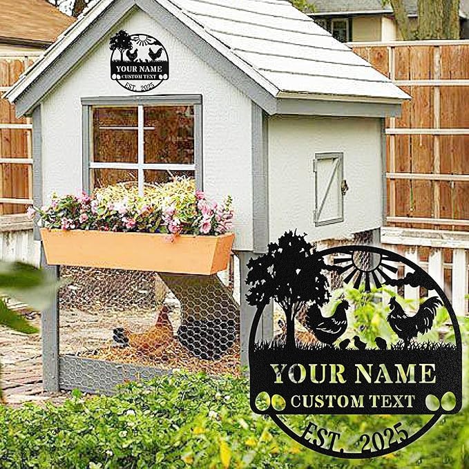 Custom Chicken Coop Signs, Personalized Chicken Coop Sign, Custom Metal Farm Signs for Outdoor, Chick Hen House Sign Funny Farmhouse Outside Wall Decor Gift