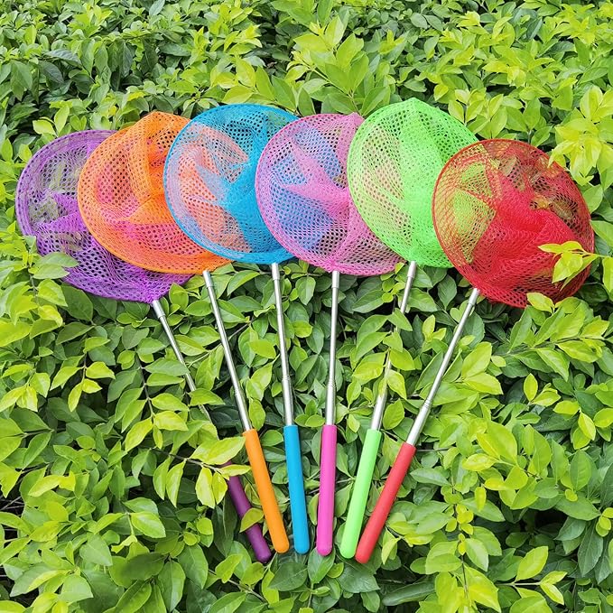 6 Pack Telescopic Butterfly Nets, Insect Catching Nets, Fishing Net, Nature Exploration Toys for Kids Outdoor Playing