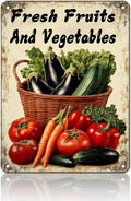 Vegetable Wall Decor Fresh Fruits And Vegetables Metal Tin Sign 12x16 Inch Funny Farmer's Market Tin Poster Retro Home Kitchen Garden Yard Restaurant Wall Decor