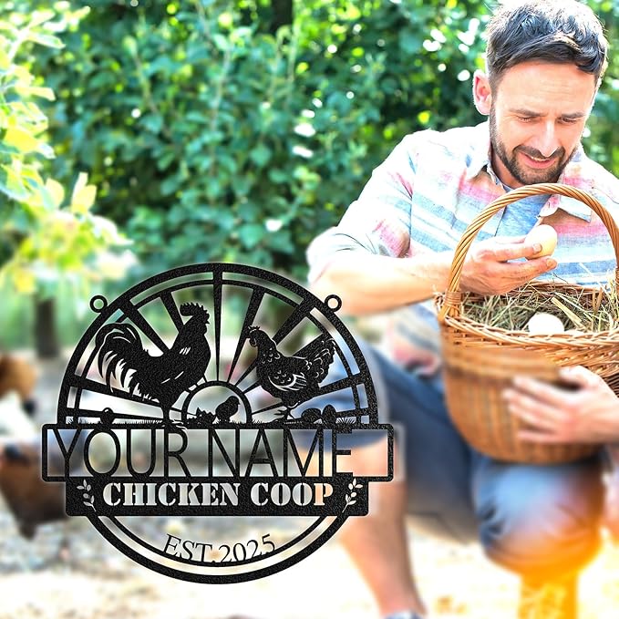 Custom Chicken Coop Signs, Personalized Chicken Coop Signs, Custom Metal Farm Sign for Outdoor, Chick Hen House Sign Funny Farmhouse Outside Wall Decor Gift