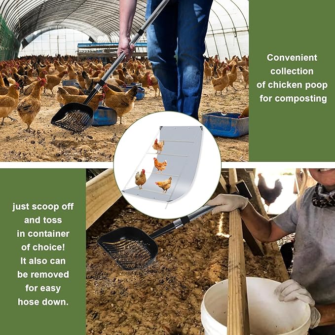 Chicken Coop Poop Hammock Waterproof and UV with 8pcs Ball Bungees Cords, 6.5 * 4 FT Poop Deck for Chicken Roosting Perch to Catch The Chicken Poop, Chicken Coop Tarp for Poultry（Not Include Perch