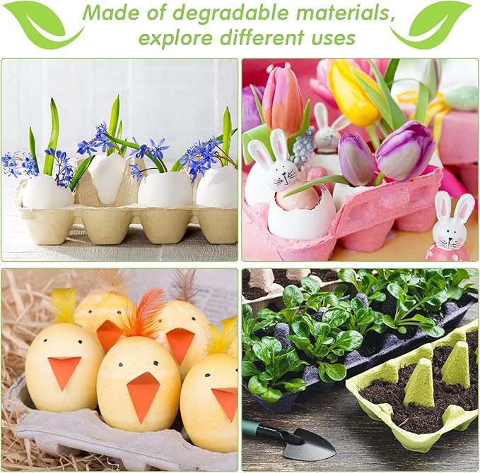 Sieral 100 Pcs Paper Egg Cartons Bulk for Chicken Eggs Blank Pulp Fiber Egg Tray Holder Reusable Empty Storage Containers for Farm Market Kitchen Camping Picnic DIY(12 Count)