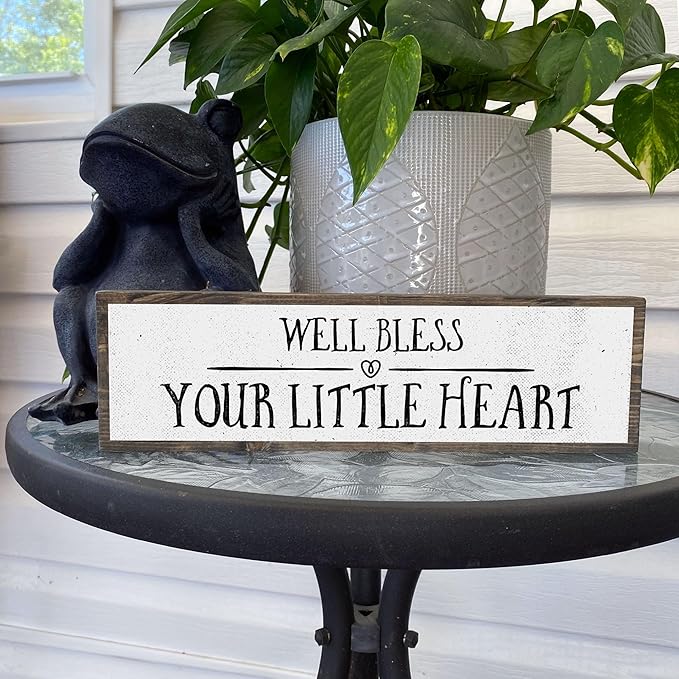 Wood & Metal Southern Sign – Weatherproof Indoor Outdoor Wall Decor – Rustic Charm with "Well Bless Your Little Heart" – Gift-Wrapped & Ready to Give