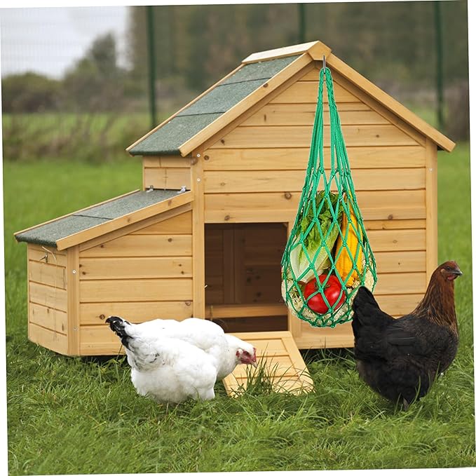 4PCS Hanging Chicken Feeder, Poultry Fruit Holder & Vegetable Mesh Bag for Chickens, Hens, Ducks & Large Birds