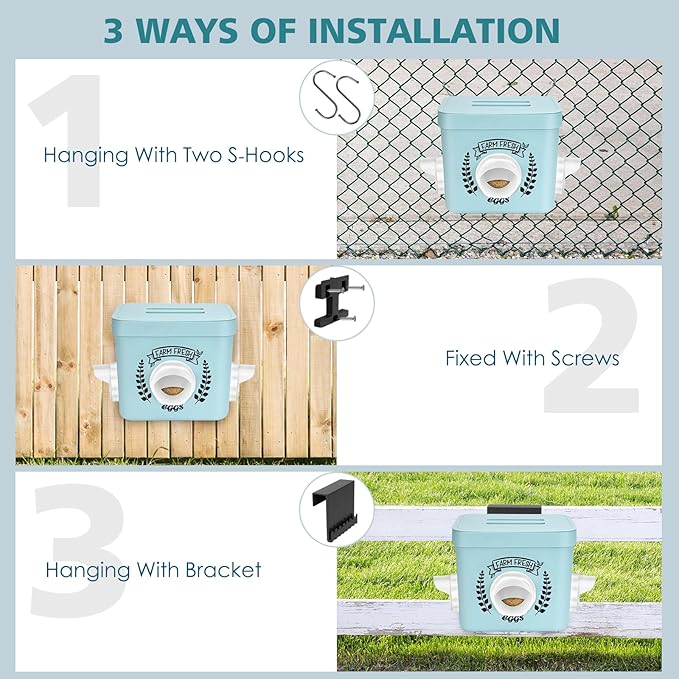 Chicken Feeder, 10 LB Chicken Coop Accessories, Chicken Feeders No Waste for Chicks and Hens, Waterproof Automatic Chicken Feeder, Hanging Chicken Feeder with 3 Ports (Patent Product)