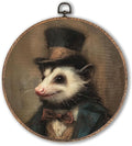 Hxlac Vintage Opossum Round Wall Art Framed, Dark Moody Opossum Round Wall Decor, Rustic Farm Animal Hanging Canvas Prints Wall Sculptures for Home Living Room Bedroom Decor, 10x10 Inch