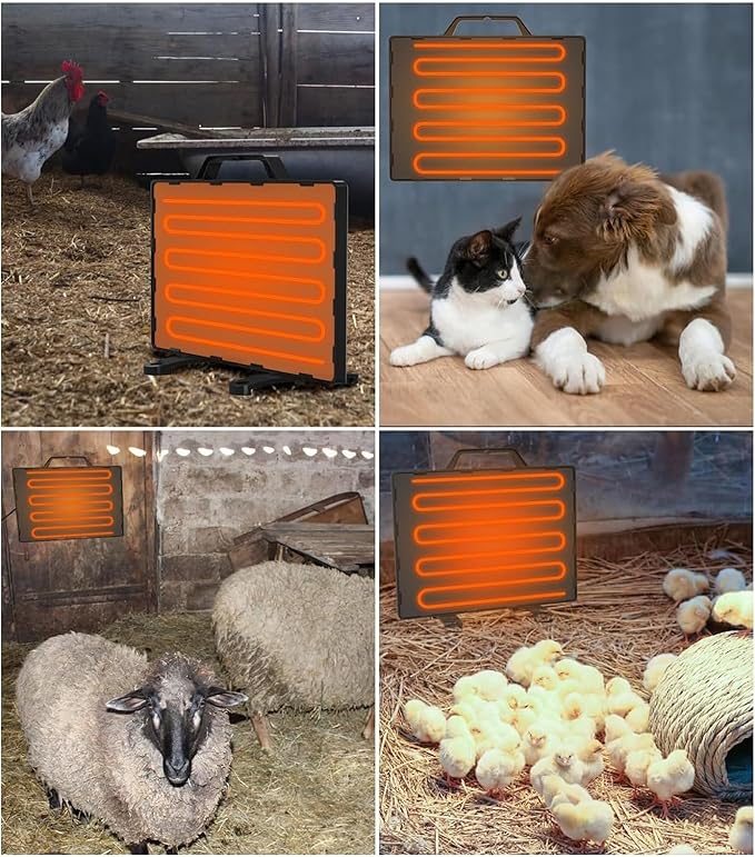 PINNKL Chicken Coop Heater, 140W Waterproof Safe Chicken Heater for Coop, Adjustable Temperature & Hangable, for Keeping Chickens Dogs Cats and Other Pets Warm