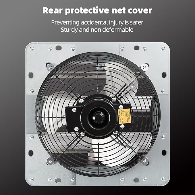 GCJ 20 Inch Shutter Exhaust Fan Wall Mounted, High-Speed 1600 RPM, Attic Fan, Suitable for Ventilation, Extraction, and Exhaust in Garages, Greenhouses, Shops, Attics, and Sheds
