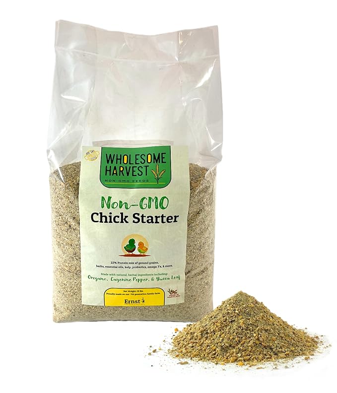 Chick Starter Feed - Non-GMO Chick Food Starter with Omega 3 and Natural, Herbal Ingredients - Chicken Feed for Growing Healthy Chicks with High-Protein 22% and Probiotics - 10 Lb