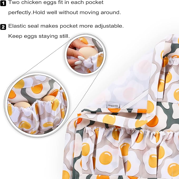 Egg Apron for Collecting Eggs - Heavy Duty 12-Pocket Farm Apron, Chicken Coop & Kitchen Use, Water-Resistant Design (Gifts for Farmers & Gardeners)