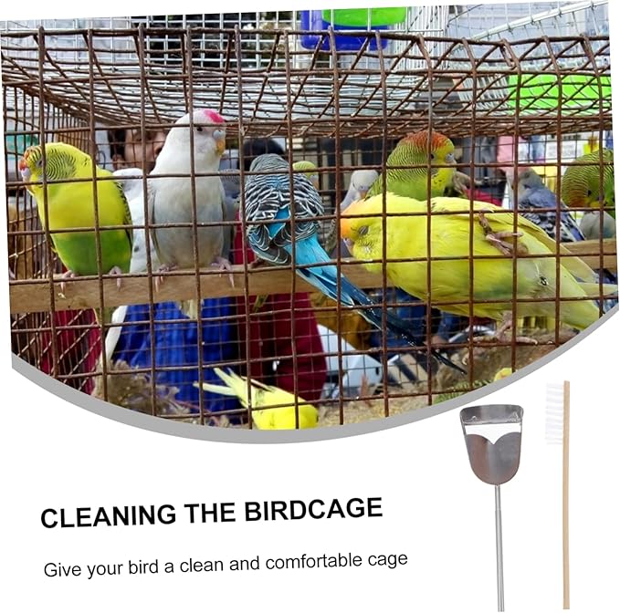 Hemoton 2pcs Bird Cage Cleaning Tool Set Telescopic Shovel Brush for Efficient Parrot Habitat Maintenance for Daily Use Selection