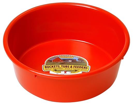 Little Giant® Plastic Utility Pan | Feed Pan | Durable & Versatile Livestock Feeding Bucket | Made in USA | 5 Quart | Red