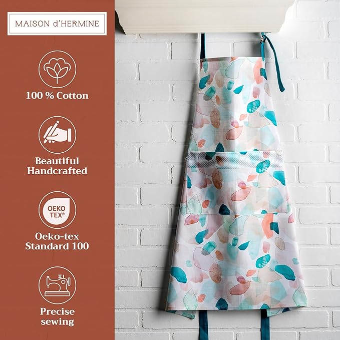 Maison d' Hermine 100% Cotton Apron for women with Pocket Kitchen Chef Apron for Men Cooking Easter Decorations