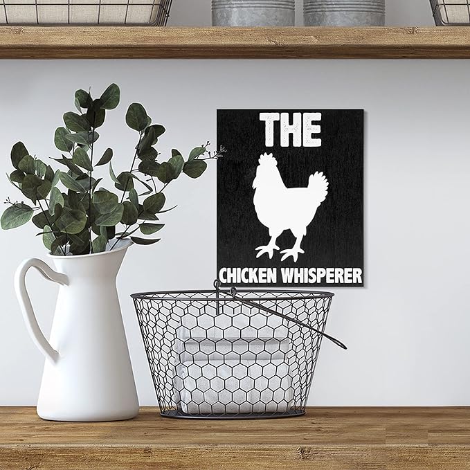 JennyGems The Chicken Whisperer Wooden Sign, Chicken Gifts and Decor, Farmhouse Wall Hanging, Made in USA