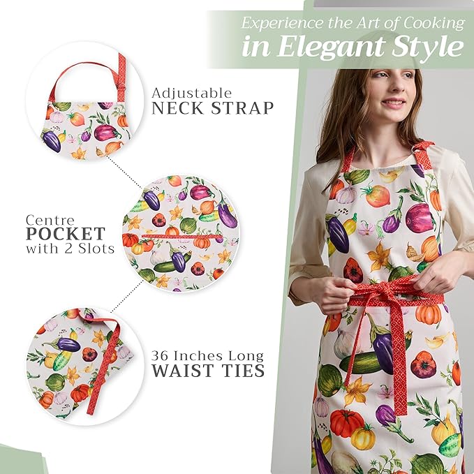 Maison d' Hermine 100% Cotton Apron for women with Pocket Kitchen Chef Apron for Men Cooking Easter Decorations