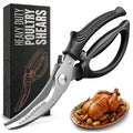 Poultry Shears Heavy Duty – Stainless Steel Chicken Shears | Meat, Vegetables, Seafood | Fish Scale Remover & Bone Scissors | Bone Cutting Scissors with Non-Slip Serrated Saw-Like Edge, Safety Lock