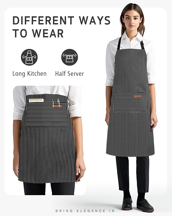 Syntus Adjustable Bib Apron with 2 Pockets Cooking Kitchen Aprons for Women Men Chef