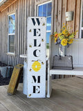 Rustic Wood Plaque Tall Porch Sign. Bee Porch Sign. Welcome Signs. Bumble Bee Hive. Wooden Signs With Sayings 4" x 16"