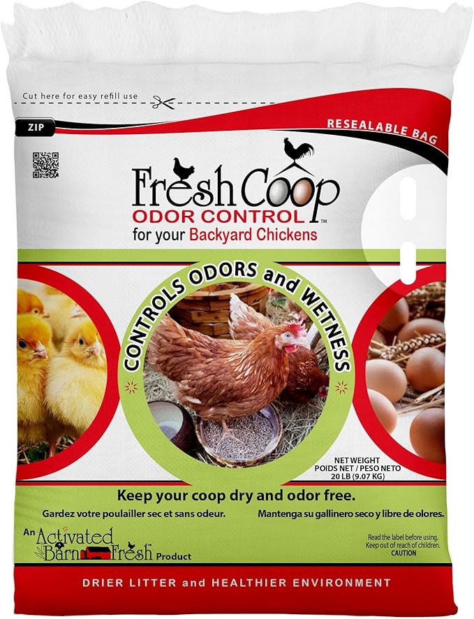 Progressive Planet Fresh Coop Odor Control, 20lbs - Ammonia Neutralizer & Moisture Absorption for Poultry - Food-Grade Diatomaceous Earth & Citric Acid - Extends Bedding Life & Improves Freshness