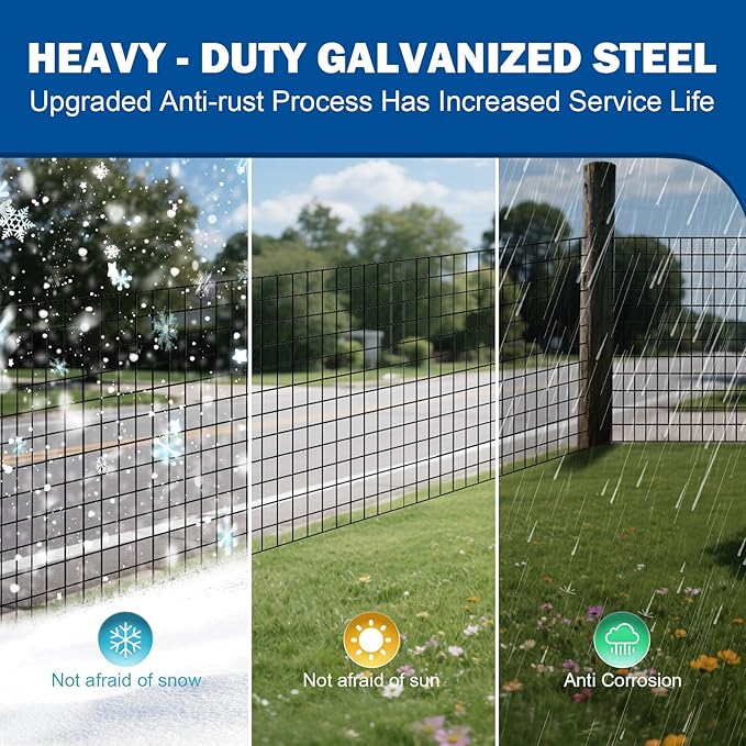 Black Welded Wire Fence (2×3 Inch Mesh, 24"×50' 16Gauge) PVC Coated for Rust Resistance, Perfect for Garden Enclosures, Pet Fencing & Outdoor Barriers