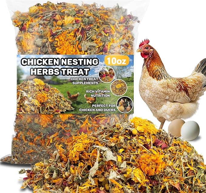 MAQIHAN 10oz Chicken Nesting Herbs - Dried Herb Layer Feed Coop and Run Insulation Roosting Bars for Box Pads Supplies Laying Hens Chicks Vacuum Packed Bedding Winter